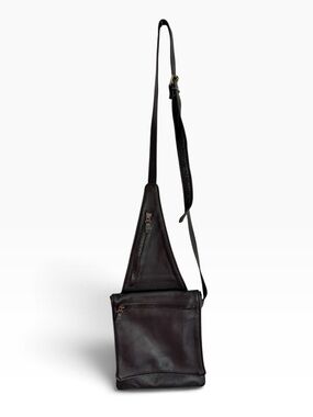 Black Leather Crossbody Sling Bag